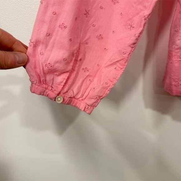 J.Crew Womens Pink Embroidered Ruffle Bib Eyelet Blouse Size S Prairie Soft Girl - Picture 4 of 10